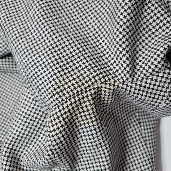 Vintage FIORI Silk Wool 46R Sport Coat Tan Black Houndstooth 90s Flawed - Picture 11 of 15
